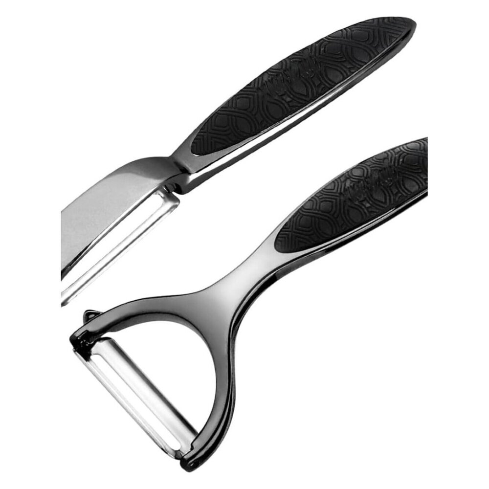 Multi-Functional Y&I Shape Peeler Set - Ergonomic & Dishwasher Safe 2pcs Black